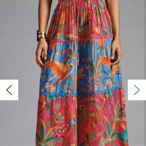 Macaw Party Mix Maxi Skirt by Farm Rio L - Picture 5 of 15